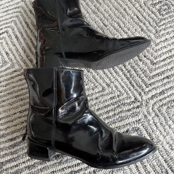 Stuart Weitzman Black Patent Leather Pointed Toe Boots – Size 6.5 US - Picture 3 of 6
